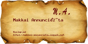 Makkai Annunciáta névjegykártya